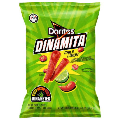 Doritos Dinamita Tortilla Chips, Rolled, Chile Limon, Hot