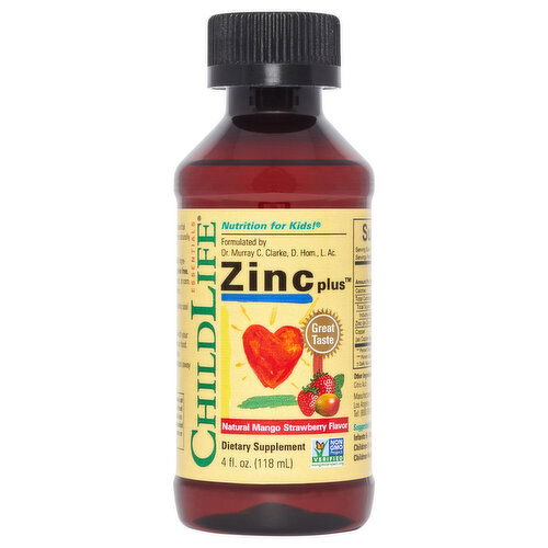 ChildLife Essentials Zinc Plus, Natural Mango Strawberry Flavor