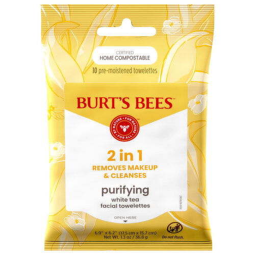 Burt's Bees 2 in 1 Purifying White Tea Facial Towelettes