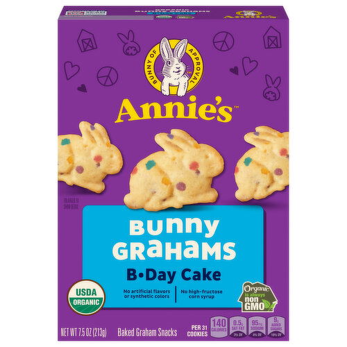 Annie's Bunny Grahams B-Day Cake Baked Graham Snacks