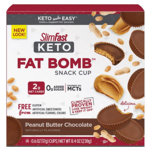 SlimFast Keto Fat Bomb Snack Cup, Peanut Butter Chocolate