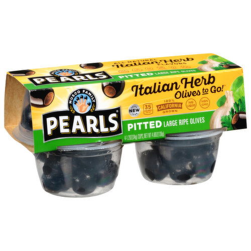 Pearls Olives to Go Olives, Italian Herb, Large Ripe, Pitted