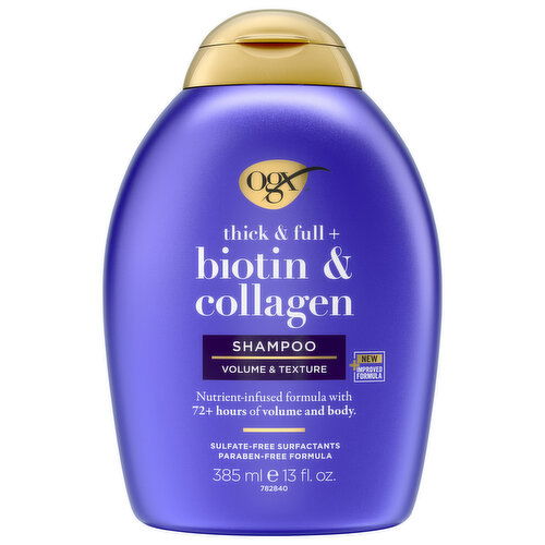 Ogx Shampoo, Biotin & Collagen, Thick & Full +