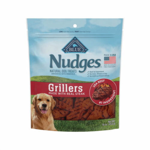 Blue Buffalo Nudges Nudges Grillers Natural Dog Treats, Steak