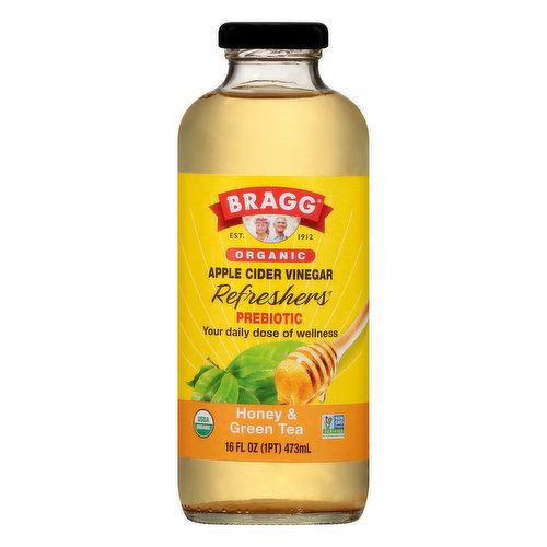 Bragg Refreshers Apple Cider Vinegar, Organic, Honey & Green Tea, Prebiotic