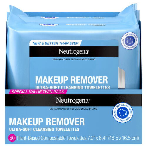 Neutrogena Makeup Remover Ultra-Soft Cleansing Towelettes Special Value Twin Pack