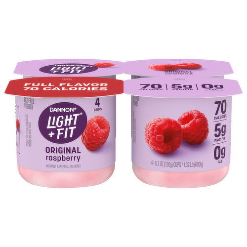 Dannon Light + Fit Yogurt, Fat Free, Original, Raspberry