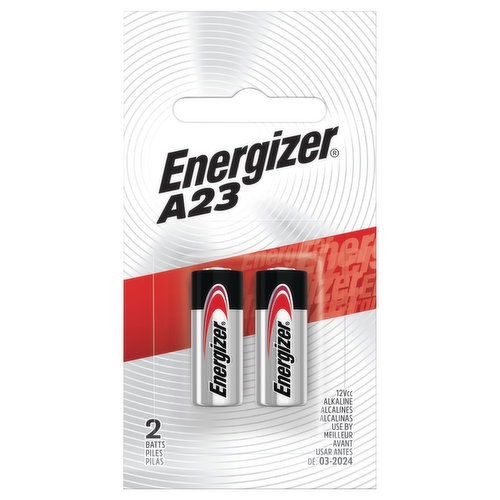 Energizer Batteries, Alkaline, A23, 2 Pack