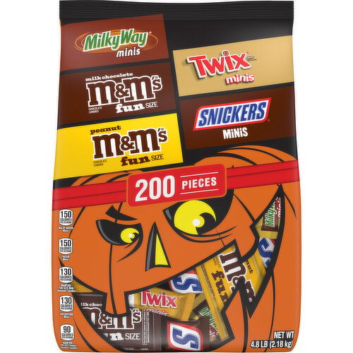 Mixed M&M'S, SNICKERS, TWIX & MILKY WAY Milk Chocolate Halloween Candy Variety Pack, 200 Ct Bulk Bag