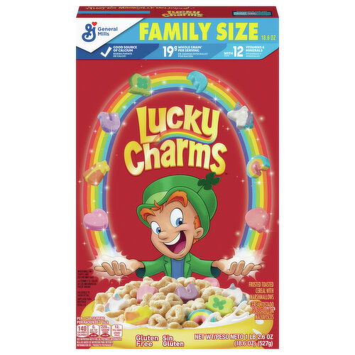 Lucky Charms Cereal, with Marshmallow, Frosted Toasted, Family Size