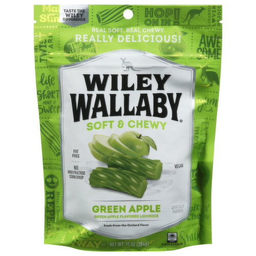 Wiley Wallaby Licorice, Green Apple, Soft & Chewy