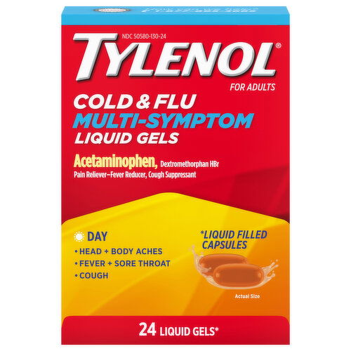 Tylenol Cold & Flu, Multi-Symptom, Day, Liquid Gels