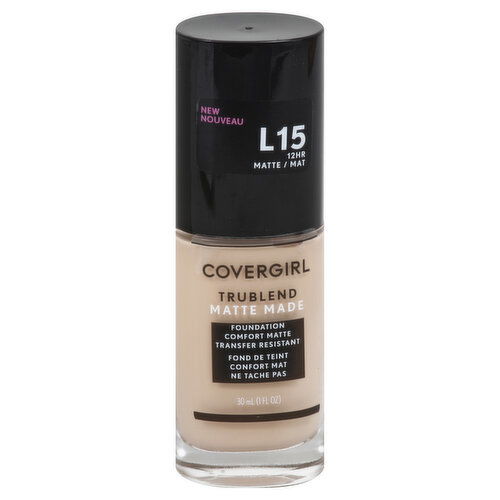 CoverGirl Trublend Foundation, Comfort Matte, Transfer Resistant, Porcelain, L15