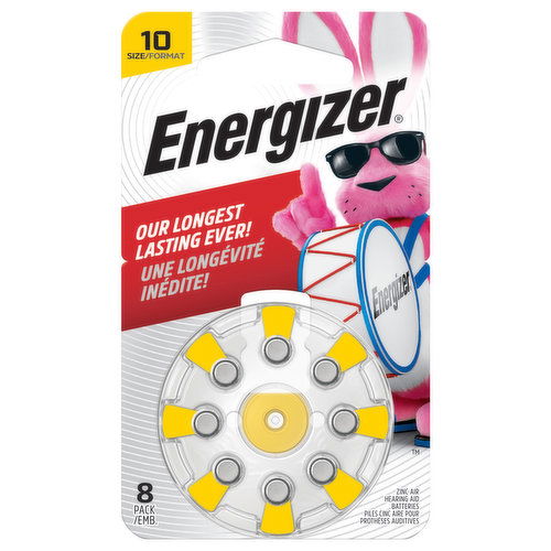 Energizer Batteries, Hearing Aid, Zinc Air, Size 10