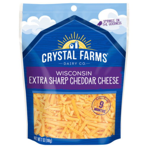 Crystal Farms Cheese, Extra Sharp Cheddar, Wisconsin