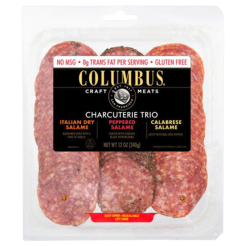 Columbus Charcuterie Trio, Italian Dry Salame/Peppered Salame/Calabrese Salame