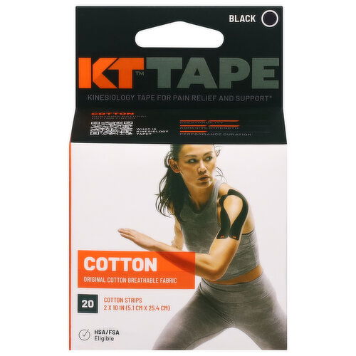 KT Tape Kinesiology Tape, Black, Cotton