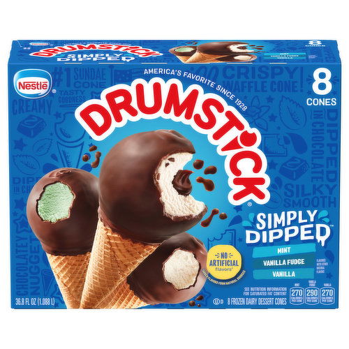 Drumstick Simply Dipped Cones Variety Pack - Vanilla, Mint, Vanilla Fudge