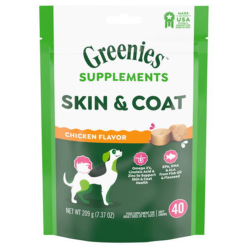 Greenies Supplements, Chicken Flavor, Skin & Coat