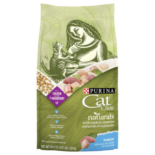 Cat Chow Cat Food, Naturals, with Savory Real Chicken and Lean Turkey, Indoor, Adult