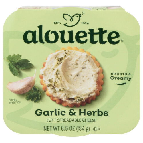 Alouette Cheese, Garlic & Herbs, Soft Spreadable