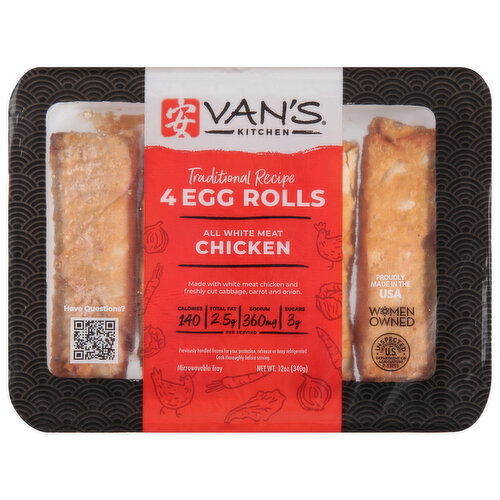 Van's Kitchen Egg Rolls, Chicken, Traditional Recipe