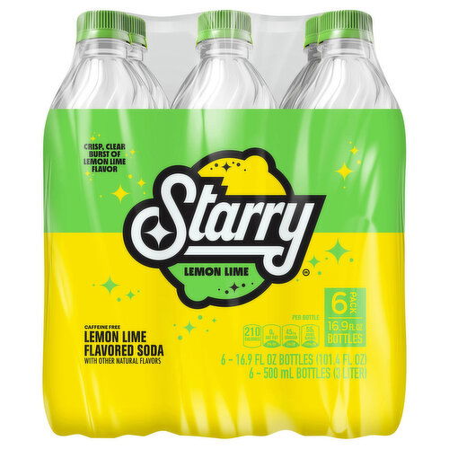 Starry Caffeine Free Lemon Lime Flavored Soda
