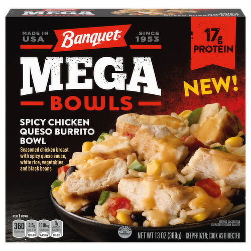 Banquet Mega Bowls Spicy Chicken Queso Burrito Bowl