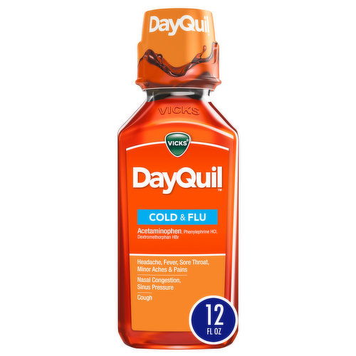 Vicks Vicks DayQuil Cold & Flu, Liquid Over-the-Counter Medicine, 12 Oz