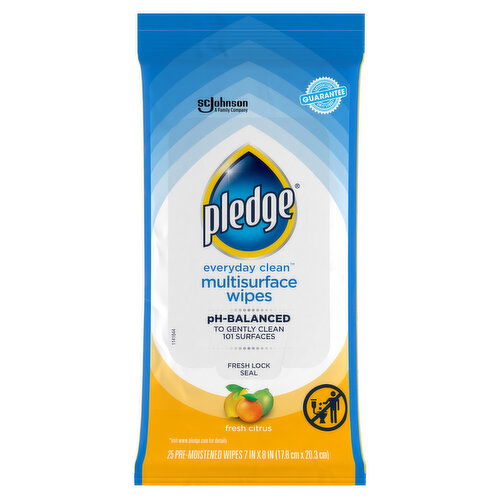 Pledge Everyday Clean Wipes, Multisurface, Fresh Citrus