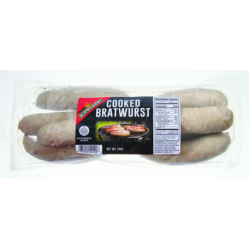 Schweigert Cooked Bratwurst, Natural Casing