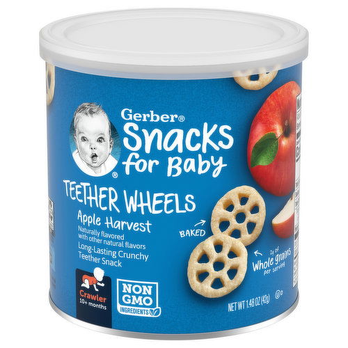 Gerber Snacks for Baby Teether Wheels, Apple Harvest, Crawler (10+ Months)