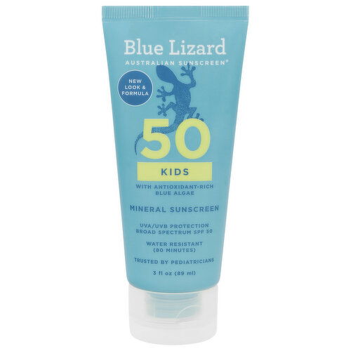 Blue Lizard Kids Broad Spectrum SPF 50 Mineral Sunscreen with Antioxidant-Rich Blue Algae