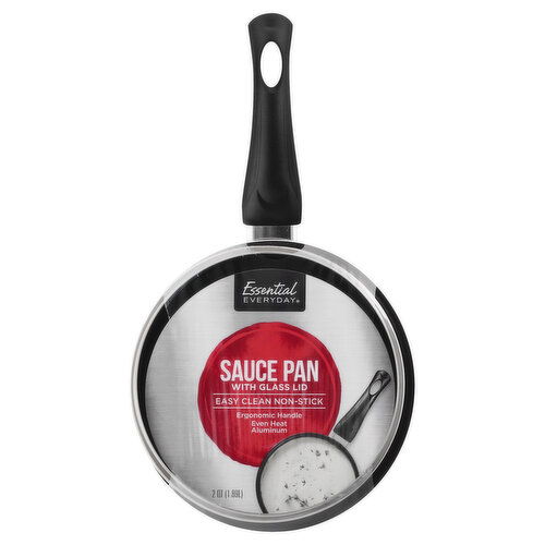 Essential Everyday Sauce Pan with Glass Lid, Non-Stick, 2 Quart