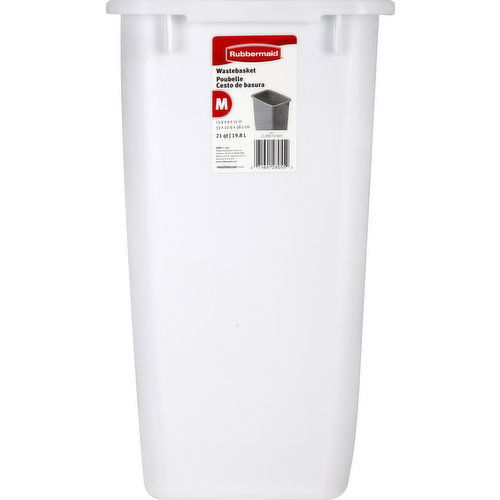 Rubbermaid Wastebaseket, White, 8 Gallon