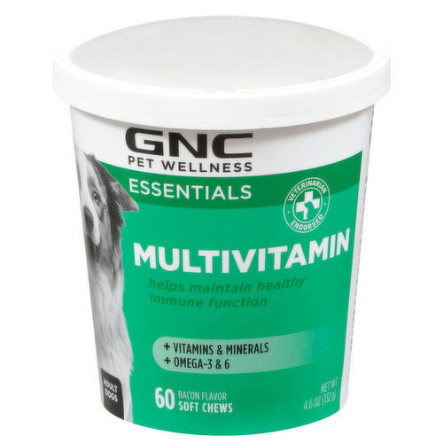 GNC Pet Wellness Multivitamin, Bacon Flavor, Adult Dog, Essentials, Soft Chews