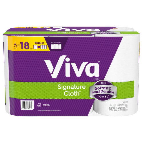 Viva Signature Cloth Towels, Choose-A-Sheet, Triple Rolls, 1-Ply