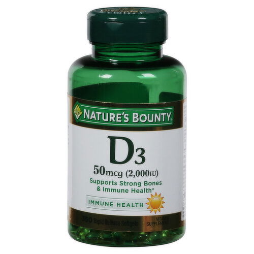 Nature's Bounty Vitamin D3, 50 mcg, Rapid Release Softgels