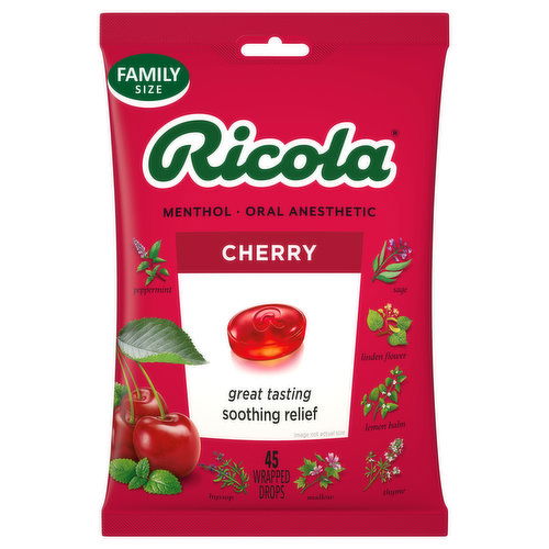 Ricola Drops, Cherry, Family Size