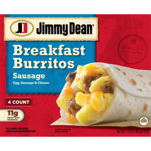 Jimmy Dean Breakfast Burritos with Egg, Sausage, and Cheese, Frozen