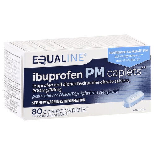 Equaline Ibuprofen, PM, Coated Caplets