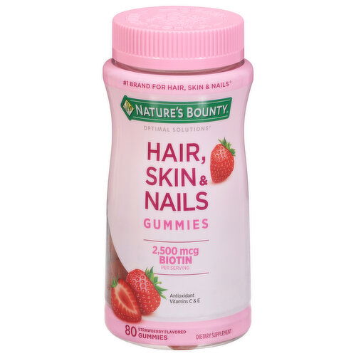 Nature's Bounty Gummies Strawberry Flavored 2500 mcg Hair Skin & Nails