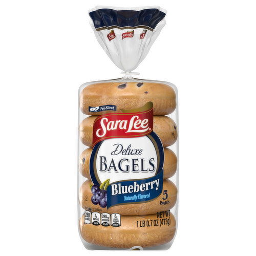 Sara Lee Bagels, Blueberry, Pre-Sliced, Deluxe