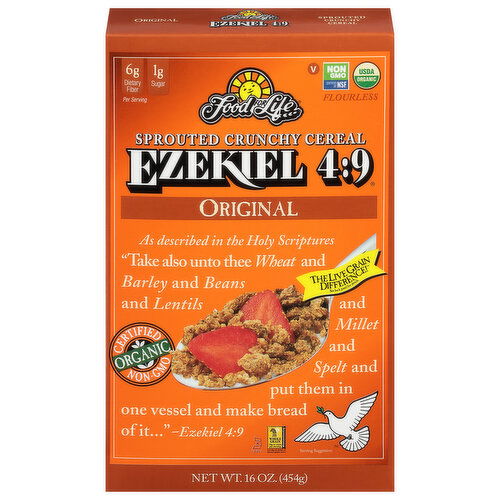 Food for Life Ezekiel 4:9 Cereal, Sprouted, Original, Crunchy