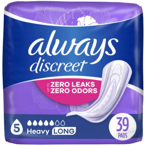 Always Discreet Discreet Pads, Heavy Absorbency, Long Length