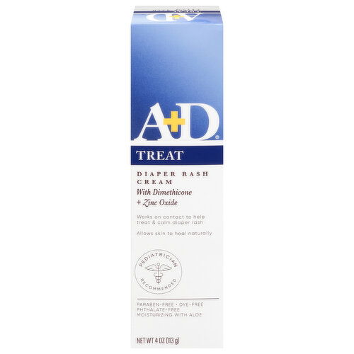 A+D Diaper Rash Cream, with Dimethicone + Zinc Oxide, Treat