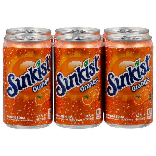 Sunkist Soda, Orange, 6 Pack