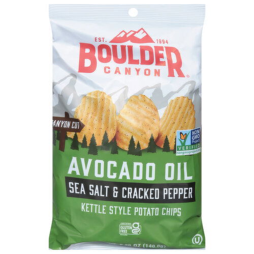 Boulder Canyon Potato Chips, Sea Salt & Cracked Pepper, Avocado Oil, Kettle Style