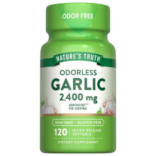 Nature's Truth Garlic, Odorless, 2400 mg, Quick Release Softgels