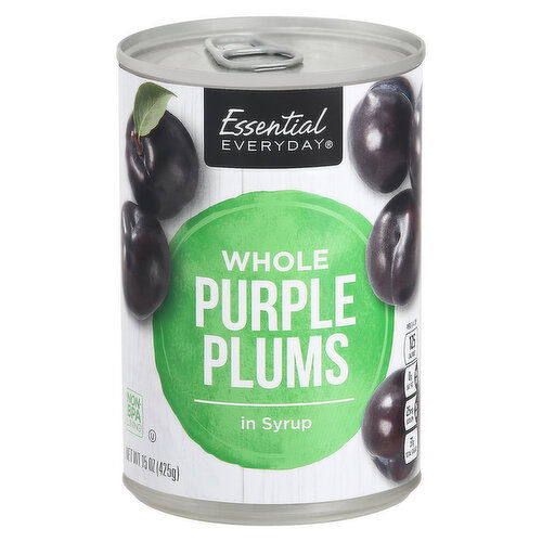 Essential Everyday Plums, In Syrup, Purple, Whole